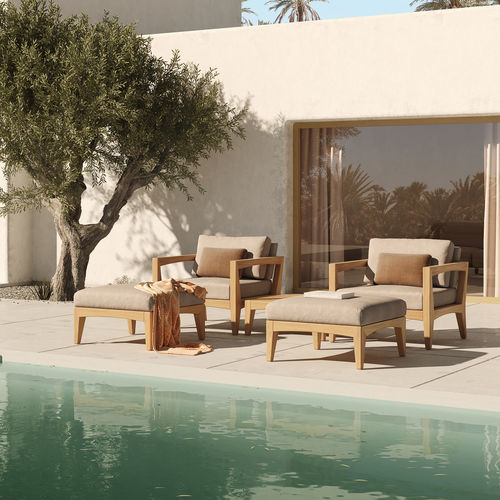 Repose-pied contemporain - ZENHIT - Royal Botania - en tissu / en teck / d'extérieur