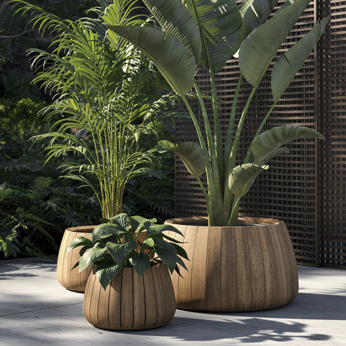 Jardinière d'extérieur - BARIQ  - Royal Botania - en teck / ronde / contemporaine