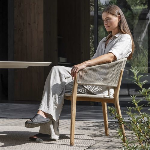 Chaise de salle à manger contemporaine - CARÉS - Royal Botania - d'extérieur / en aluminium / en teck