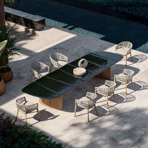 Table à manger contemporaine - REGALIZ  - Royal Botania - en verre / en galets / en céramique