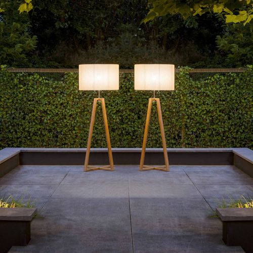 Lampe sur pied - CLUB - Royal Botania - en acier inoxydable / en teck / contemporaine