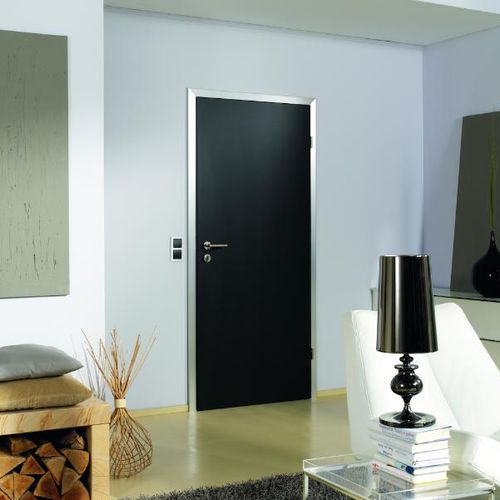 Porte d'intérieur - MIXTURE - Lebo - en placage de bois / en aluminium / en stratifié