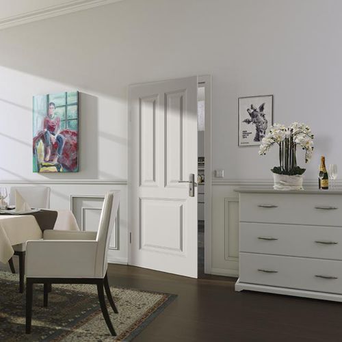 Porte d'intérieur - FINESSE - Lebo - en bois / battante / semi-vitrée