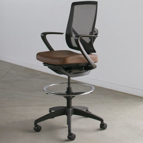 Tabouret de travail contemporain - RELATE - Allsteel - en tissu / avec piètement en métal / à roulettes