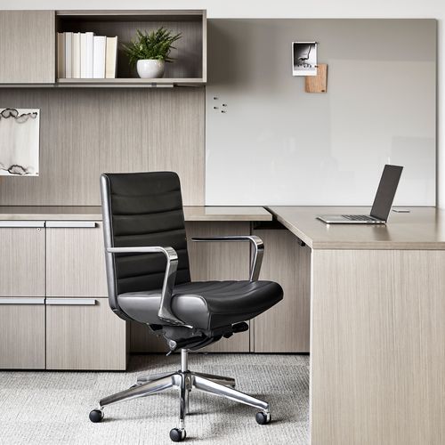 Fauteuil de direction contemporain - AVOCA - Allsteel - en cuir / en métal / avec dossier haut