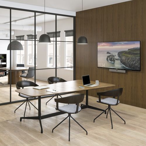 Table de travail contemporaine - BRIEFING - Allsteel - en bois / avec piètement en bois / rectangulaire