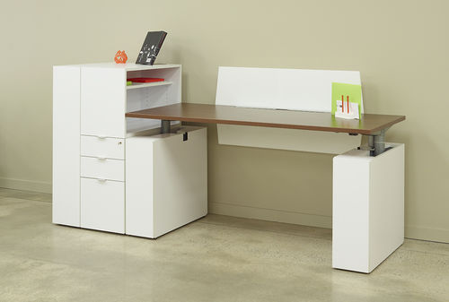 Bureau contemporain - NOT SO SQUARE OPEN - DAR RAN - en stratifié / avec rangement / piétement en panneaux
