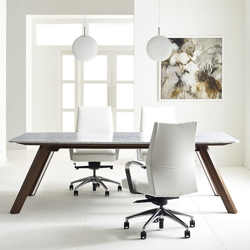 Table de réunion contemporaine - BOSS - DAR RAN - en bois / en quartz / rectangulaire