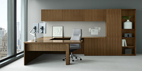Bureau pour open space - CREDENTIALS - Gunlocke - contemporain / en placage de bois / avec rangement