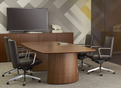 Table de réunion contemporaine - BRIEFING™ - Gunlocke - en stratifié / ronde / ovale