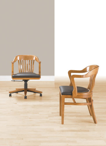 Fauteuil visiteur classique - BANK OF ENGLAND  - Gunlocke - en cuir / en bois / à hauteur réglable