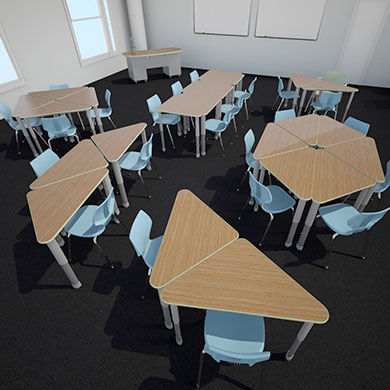 Table d'enseignement contemporaine - INTERCHANGE™ WING  - smith system - en métal / en stratifié / triangulaire