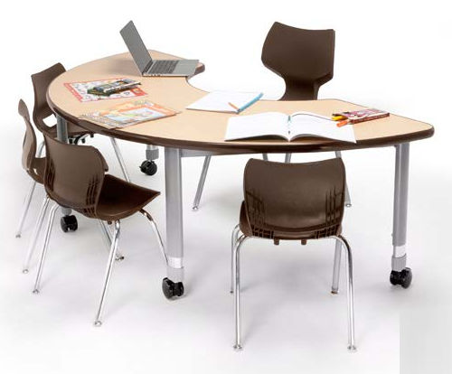 Table de travail contemporaine - INTERCHANGE HALF MOON - smith system - en stratifié / demi-lune / à roulettes