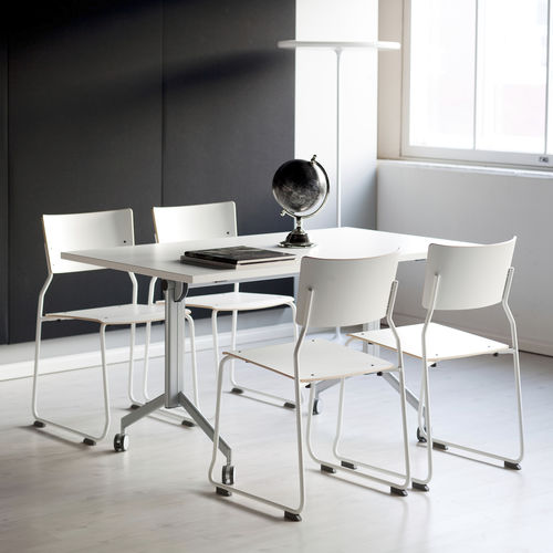 Table de travail contemporaine - MOVE - ISKU - en stratifié / rectangulaire / ronde