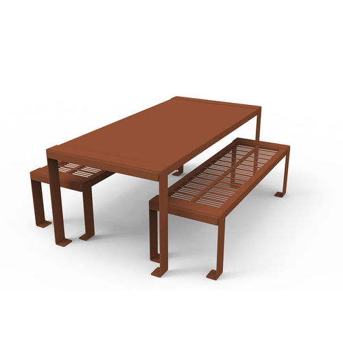 Ensemble table et bancs contemporain - BASIK - GUYON - en métal / de jardin / modulable