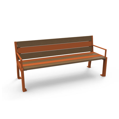 Banc public contemporain - MEZZO - GUYON - en bois / en métal / avec dossier
