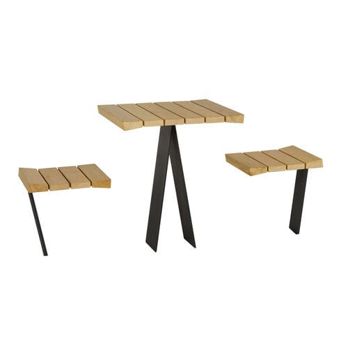Ensemble table et chaises contemporain - ZETA  - GUYON - d'extérieur / en bois / en métal
