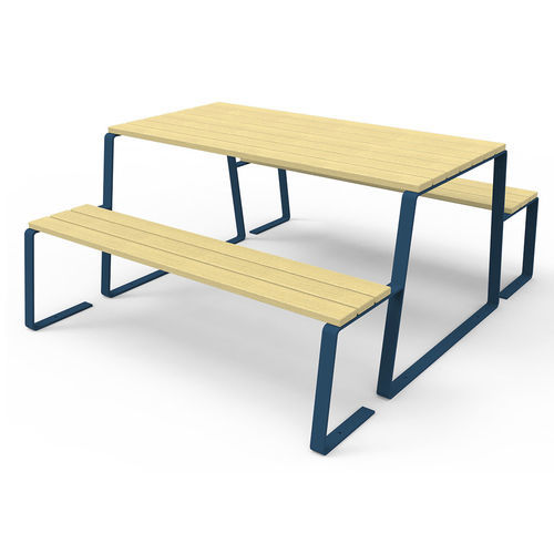 Ensemble table et bancs contemporain - FEEL  - GUYON - classique / en métal / bois