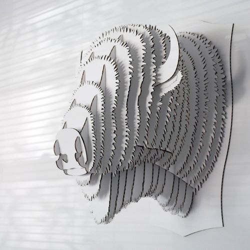 Sculpture en carton - BILLY BISON HEAD  - cardboard safari - murale