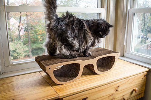 Sculpture en carton - HIP GLASSES CAT SCRATCHER - cardboard safari
