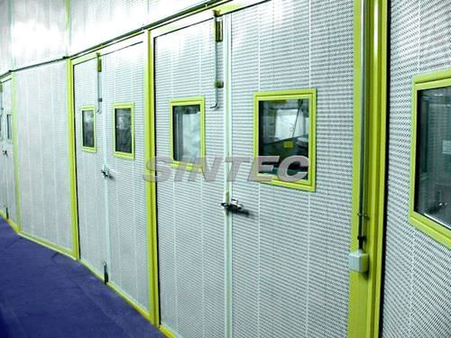 Porte industrielle battante - AISFÓN PI - SINTEC INSONORIZACIÓN - en acier / acoustique / semi-vitrée