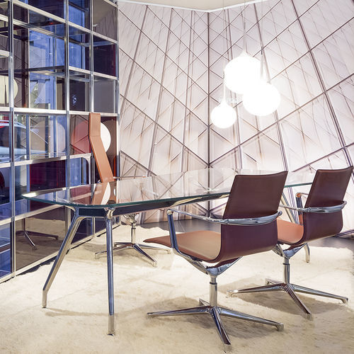 Fauteuil de direction contemporain - KUNA - ICF - en cuir / en métal / avec repose-tête