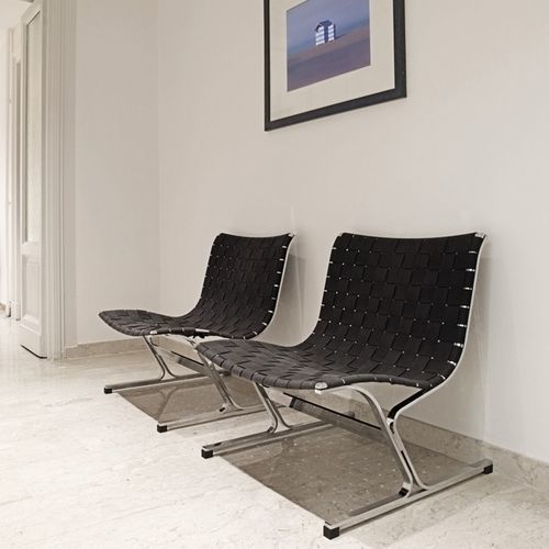 Fauteuil contemporain - LUAR - ICF - en cuir / en métal / marron