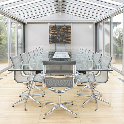 Table de réunion contemporaine - UNITABLE - ICF - en chêne / en noyer / en verre laqué
