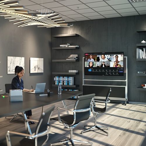 Meuble TV contemporain - QADRO - ICF - avec rangement intégré / avec étagères / pivotant