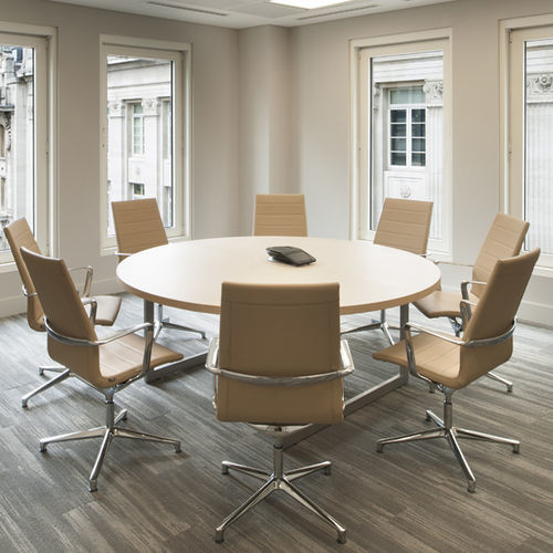 Chaise de bureau design - VALEA - ICF - en tissu / en cuir / avec piètement en aluminium