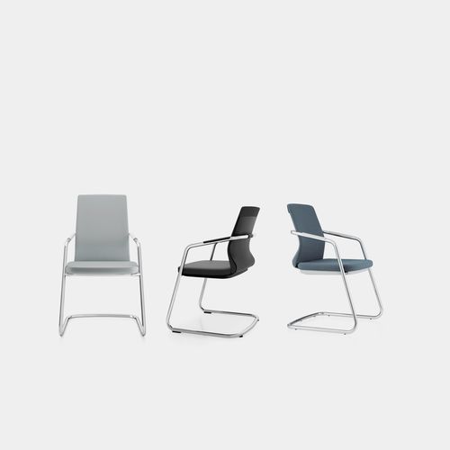 Chaise visiteur contemporaine - PYLA - ICF - d'intérieur / en tissu / avec piètement en métal
