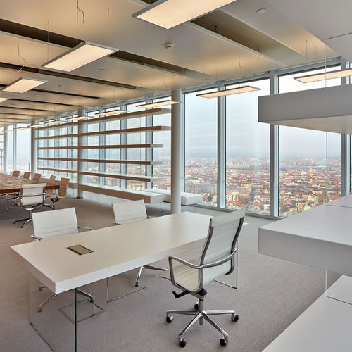 Chaise de bureau design - UNA - ICF - d'intérieur / en résille / en cuir