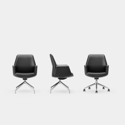 Chaise de bureau contemporaine - MUSA - ICF - d'intérieur / en cuir / avec piètement en aluminium