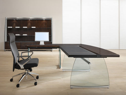 Bureau de direction - FLUTE - ora acciaio - contemporain / en bois / en verre