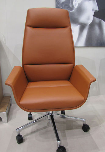 Fauteuil de direction contemporain - BERNINI  - ora acciaio - en cuir / avec dossier haut / à hauteur réglable
