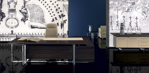 Bureau de direction - BERNINI - ora acciaio - contemporain / en bois / en cuir