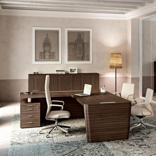 Bureau de direction - X10  - Quadrifoglio Sistemi d'Arredo - sur pied / contemporain / en placage de bois