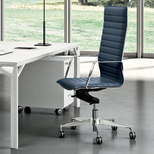 Fauteuil de direction contemporain - DIVA SOFT   - Quadrifoglio Sistemi d'Arredo - en cuir / en acier / avec repose-tête