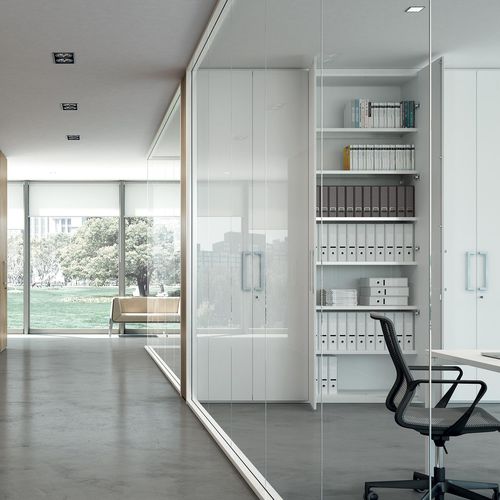 Cloison fixe - S1  - Quadrifoglio Sistemi d'Arredo - vitrée / en métal / professionnelle