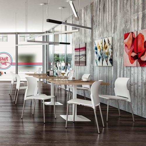 Table bistrot contemporaine - T02 - Quadrifoglio Sistemi d'Arredo - en mélaminé / avec piètement en métal peint / carrée