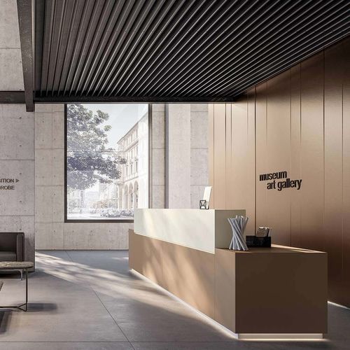 Banque d'accueil modulable - Z1 - Quadrifoglio Sistemi d'Arredo - en bois laqué mat / en mélamine / en métal