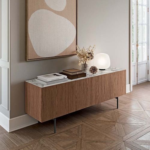 Buffet contemporain - BLOOM - Quadrifoglio Sistemi d'Arredo - bois / en grès cérame / sur mesure