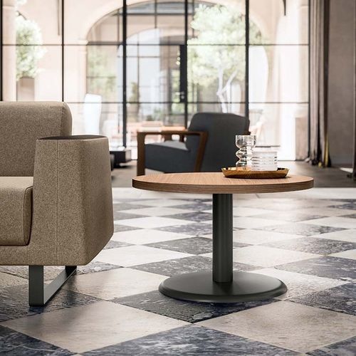 Table bistrot contemporaine - T01  Side tabl - Quadrifoglio Sistemi d'Arredo - en mélaminé / avec piètement en métal peint / ronde