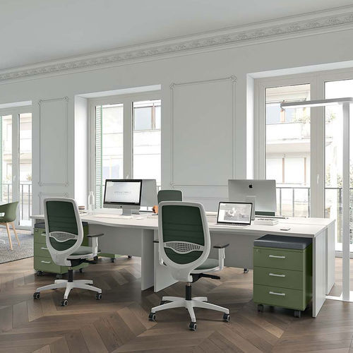Bureau pour open space - IDEA+ PANNELLO  - Quadrifoglio Sistemi d'Arredo - sur pied / contemporain / en bois