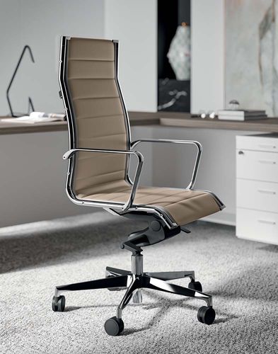 Fauteuil de direction contemporain - DEKORA   - Quadrifoglio Sistemi d'Arredo - en cuir / en maille / en aluminium