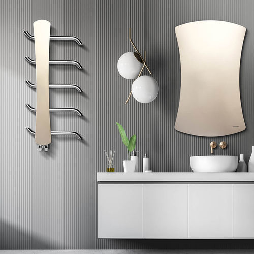 Miroir de salle de bain mural - Charm  - HAMMAM DESIGN RADIATOR - contemporain / courbé / en acier inoxydable