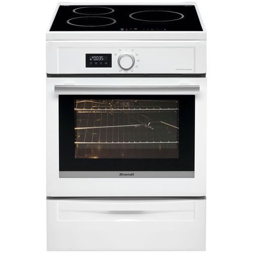 Cuisinière à induction - BCI6653W - Brandt - 3 foyers / 1 four / à pyrolyse