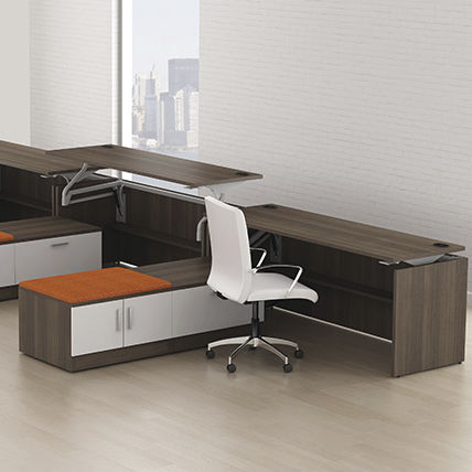Bureau pour open space - SWIFT LIFT - Office Furniture Group - contemporain / en acier / en stratifié