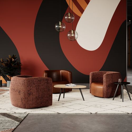 Fauteuil contemporain - JOVALIE&reg; - KIMBALL Office - en cuir / en tissu / en métal