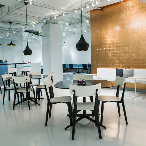 Chaise de restaurant contemporaine - SYLER - DAVIS - d'intérieur / en plastique / avec piètement en bois massif